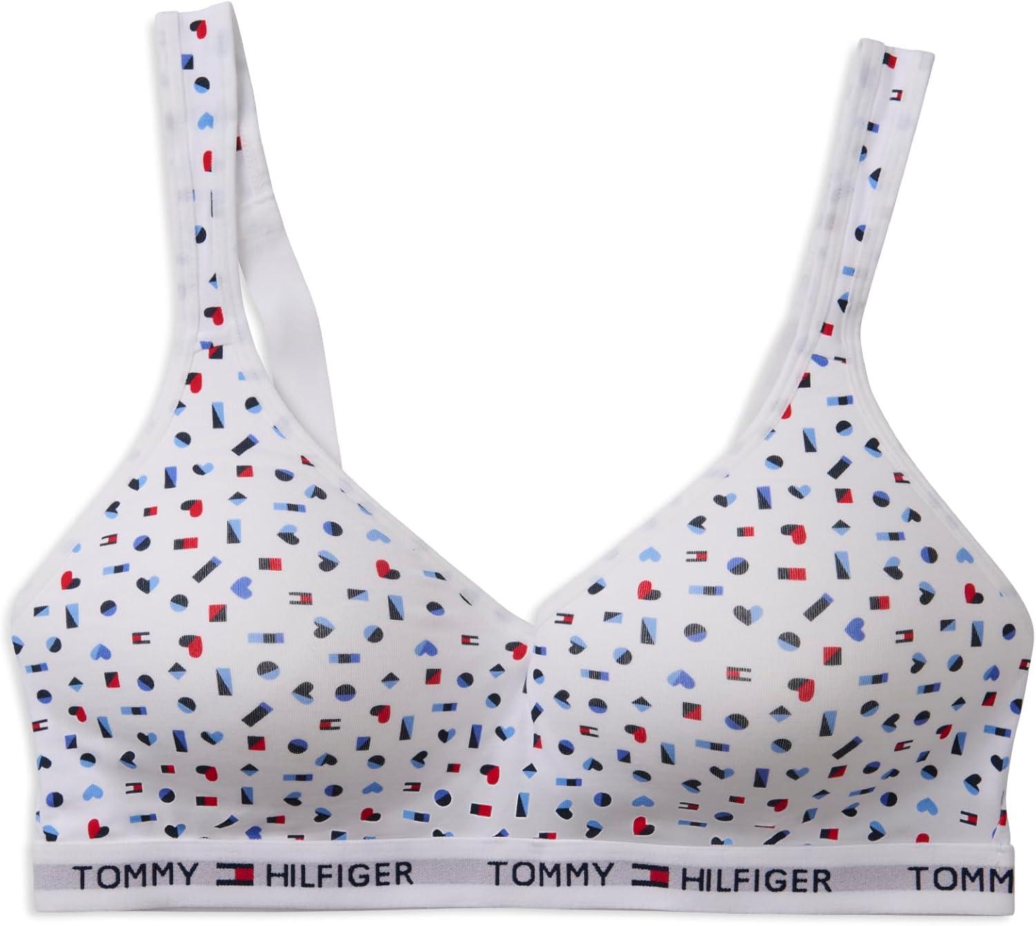imageTommy Hilfiger Womens Light Lift Classic Cotton Bralette BraBright White W Flag