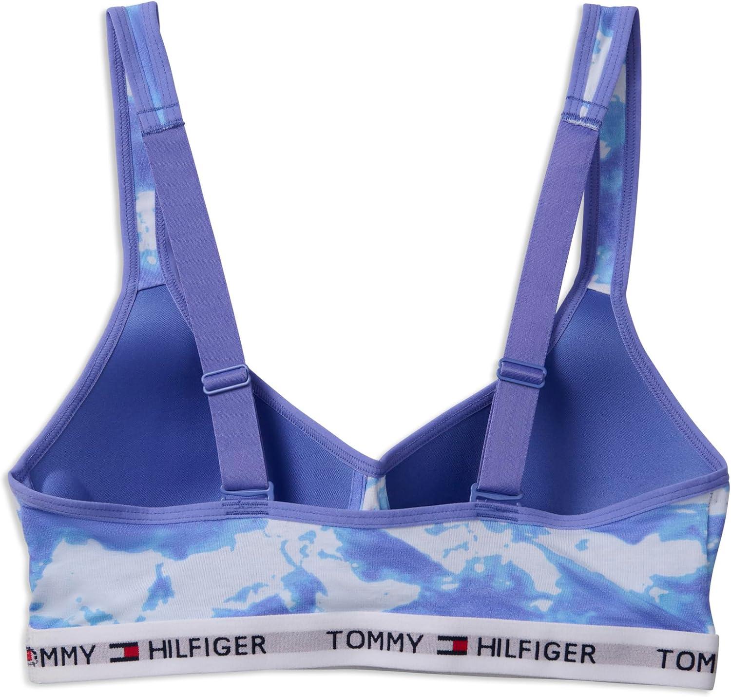 imageTommy Hilfiger Womens Light Lift Classic Cotton Bralette BraTiedye Baja Blue