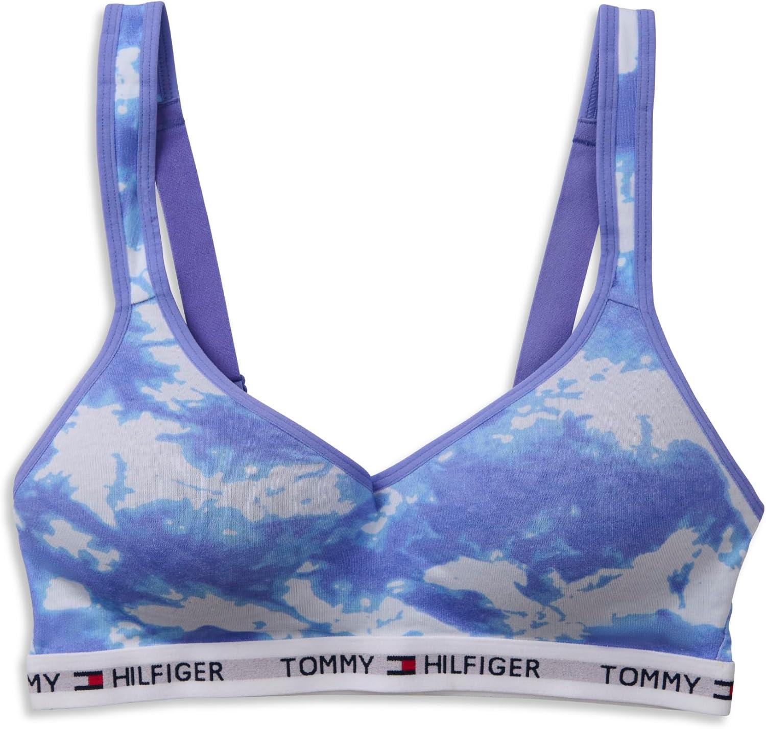 imageTommy Hilfiger Womens Light Lift Classic Cotton Bralette BraTiedye Baja Blue