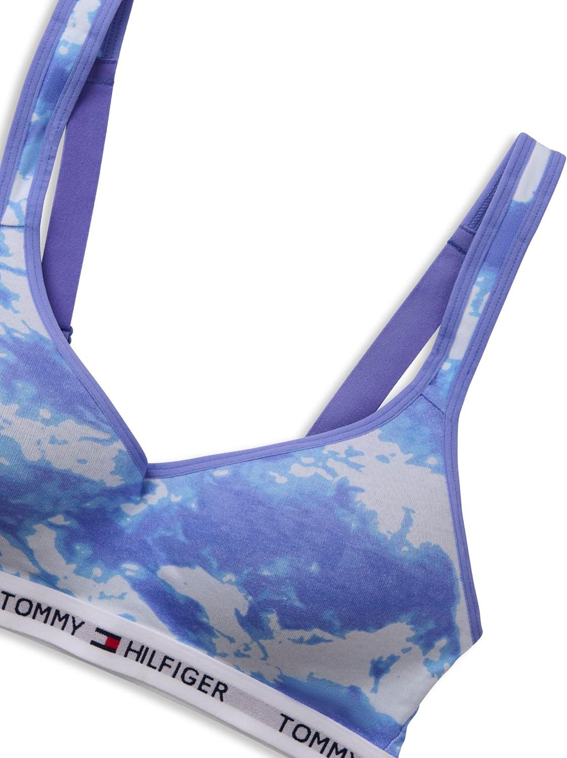 imageTommy Hilfiger Womens Light Lift Classic Cotton Bralette BraTiedye Baja Blue
