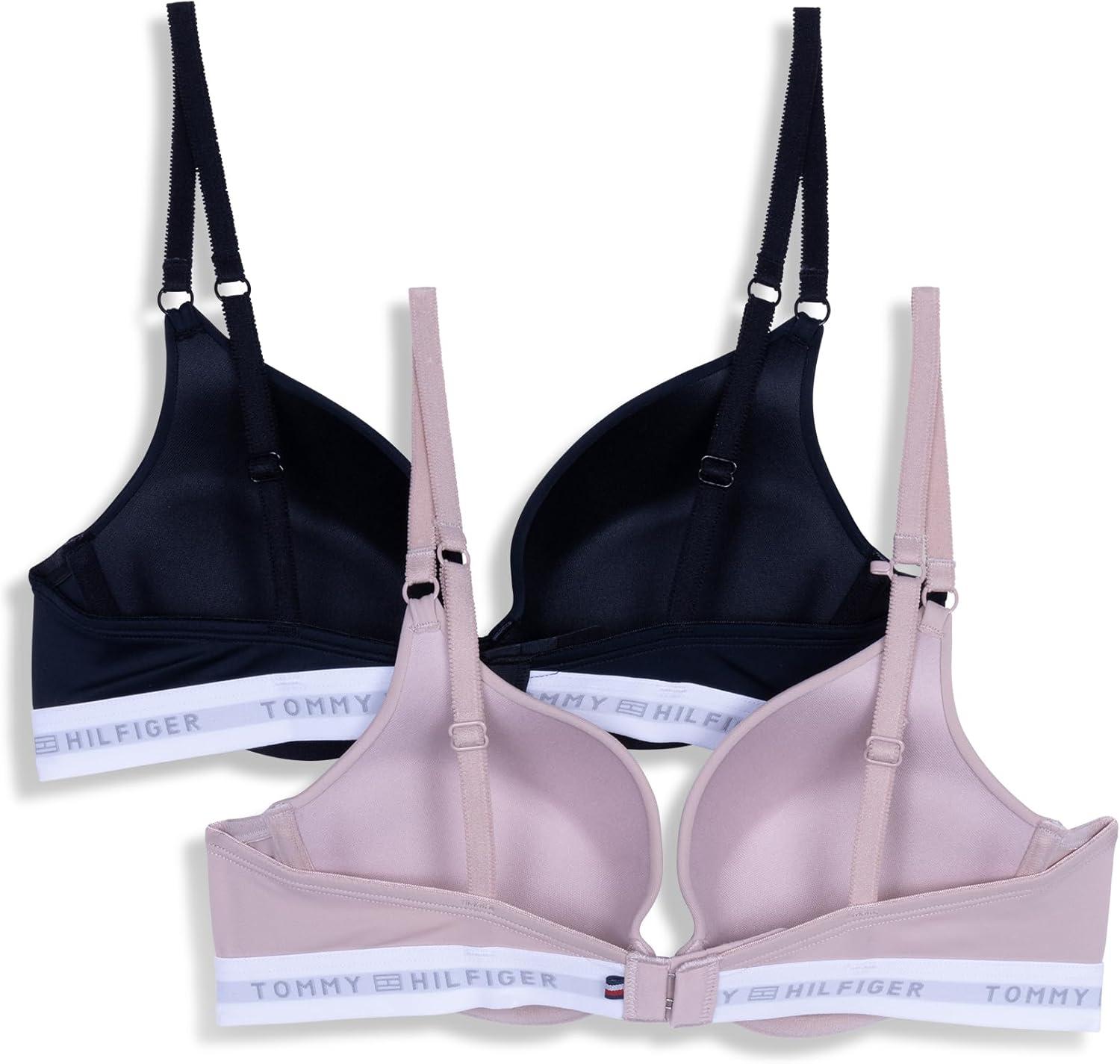 imageTommy Hilfiger Womens Microfiber Pushup Bra with Underwire 2PackBalanced BeigeBlack
