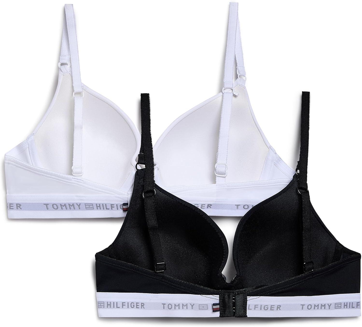 imageTommy Hilfiger Womens Microfiber Pushup Bra with Underwire 2PackBright White Black