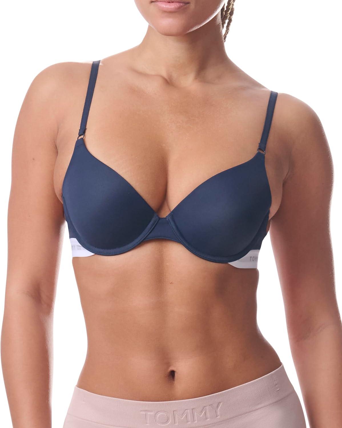 imageTommy Hilfiger Womens Microfiber Pushup Bra with Underwire 2PackBright WhiteSky Captain