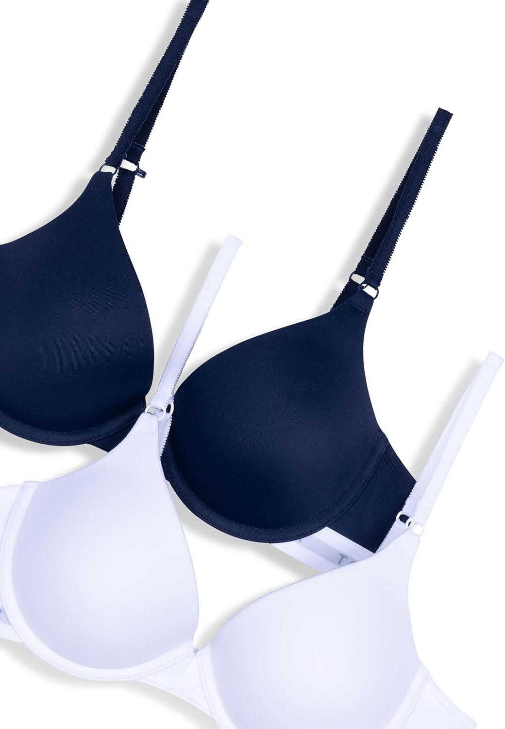 imageTommy Hilfiger Womens Microfiber Pushup Bra with Underwire 2PackBright WhiteSky Captain