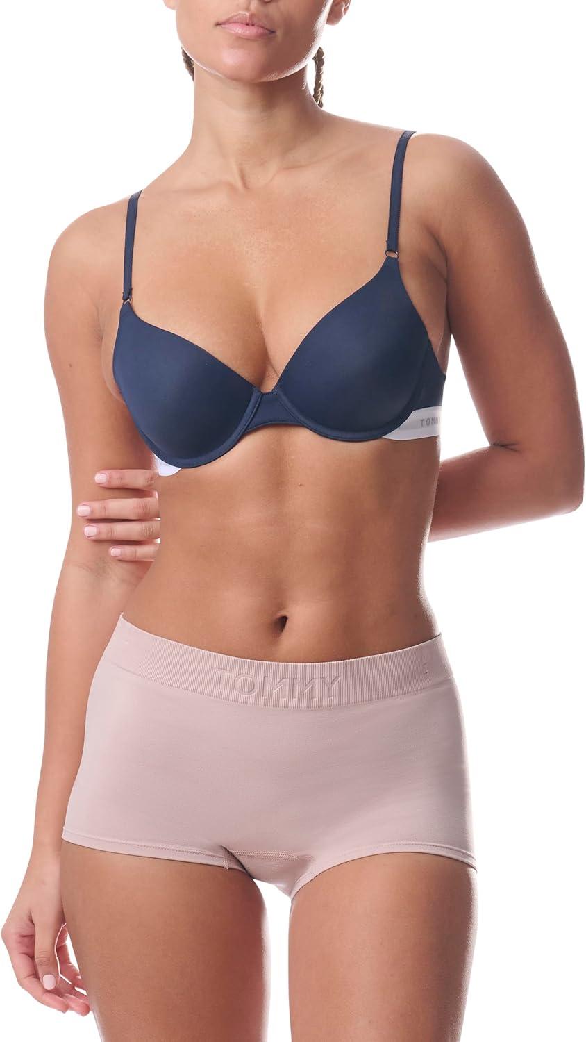 imageTommy Hilfiger Womens Microfiber Pushup Bra with Underwire 2PackBright WhiteSky Captain