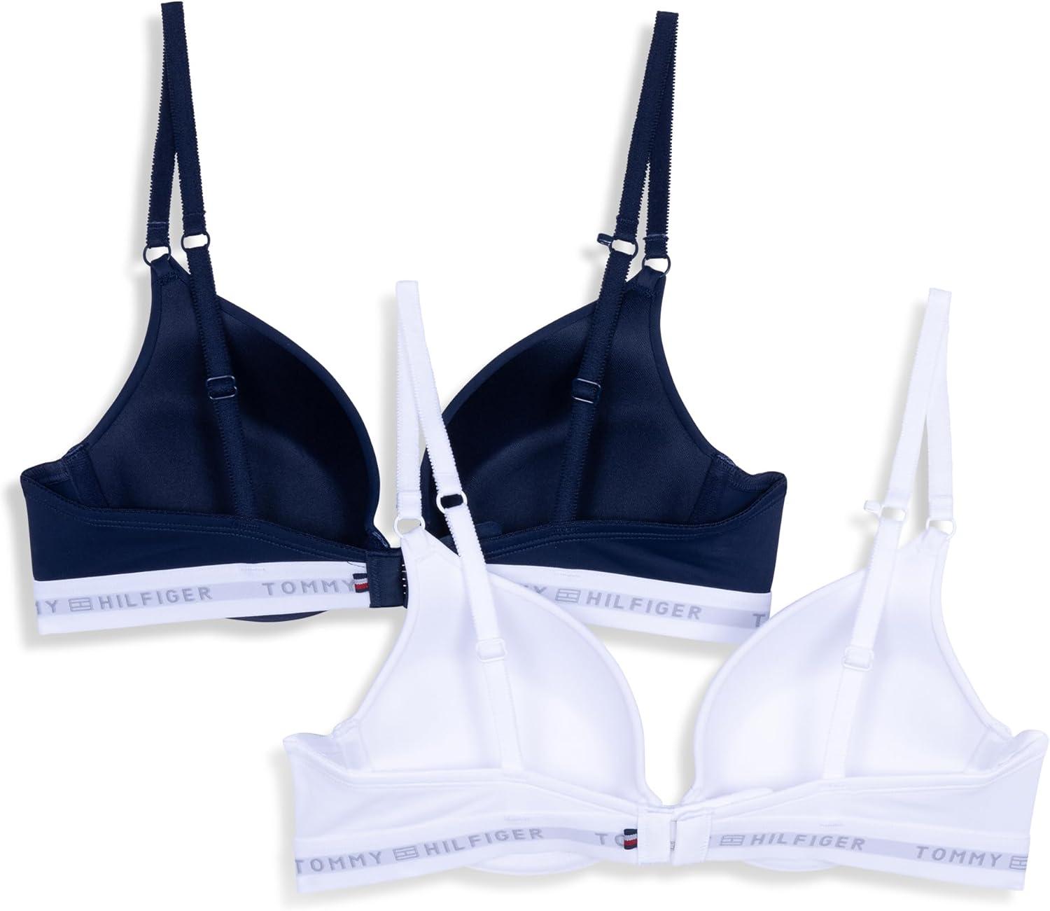 imageTommy Hilfiger Womens Microfiber Pushup Bra with Underwire 2PackBright WhiteSky Captain