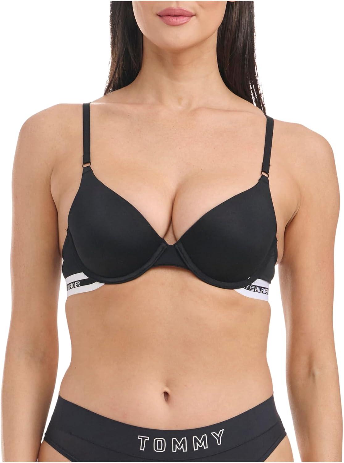 imageTommy Hilfiger Womens Microfiber Pushup Bra with Underwire 2PackBrightwhiteBlack
