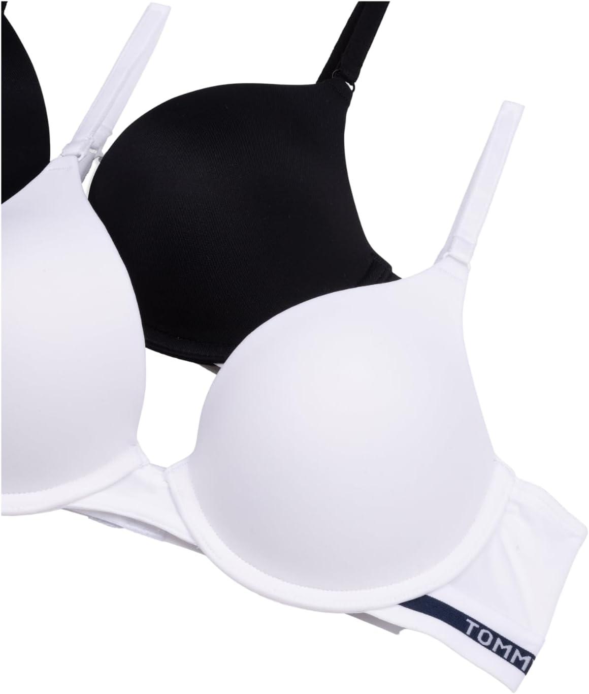imageTommy Hilfiger Womens Microfiber Pushup Bra with Underwire 2PackBrightwhiteBlack