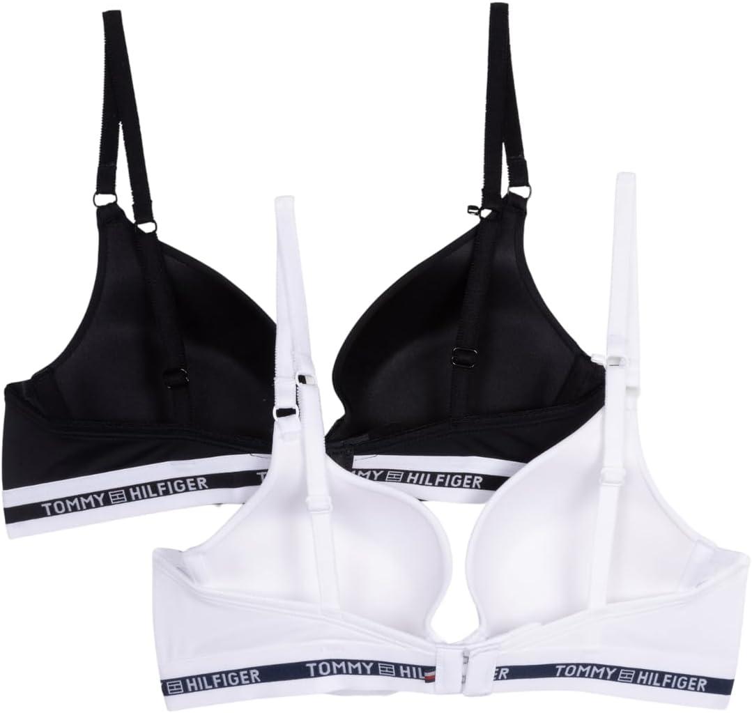 imageTommy Hilfiger Womens Microfiber Pushup Bra with Underwire 2PackBrightwhiteBlack