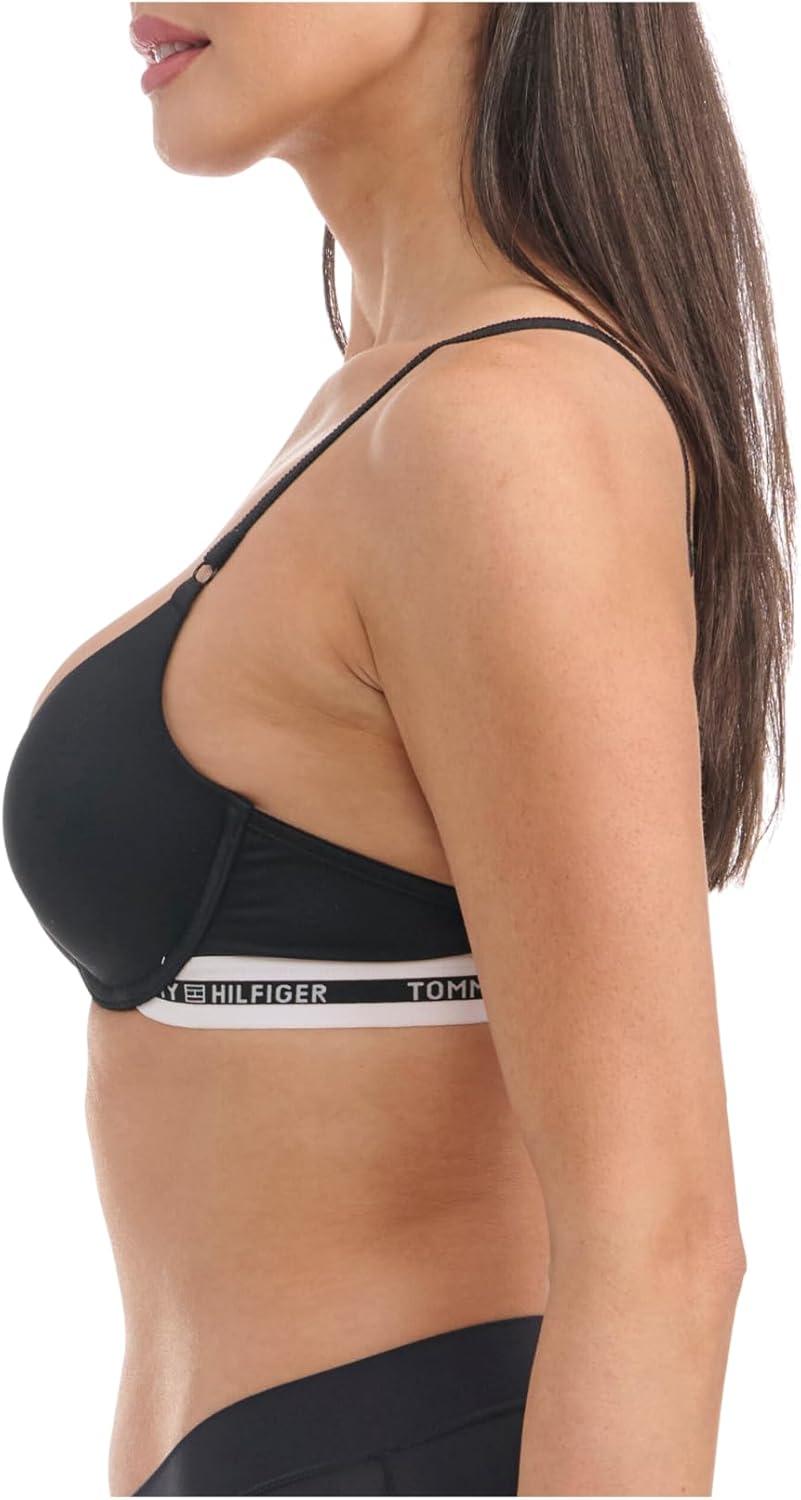 imageTommy Hilfiger Womens Microfiber Pushup Bra with Underwire 2PackBrightwhiteBlack