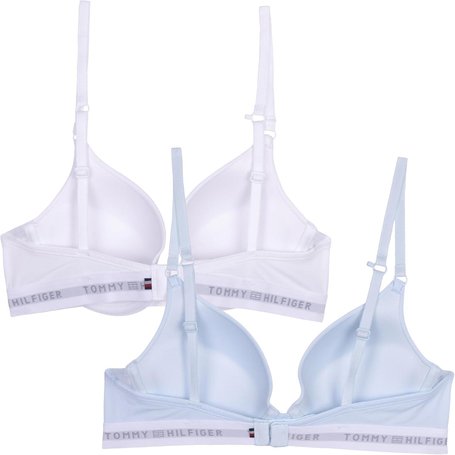 imageTommy Hilfiger Womens Microfiber Pushup Bra with Underwire 2PackLuminous BlueWhite