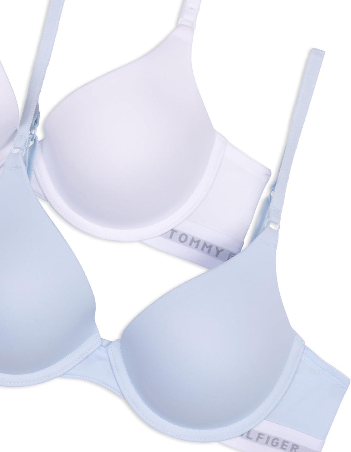 imageTommy Hilfiger Womens Microfiber Pushup Bra with Underwire 2PackLuminous BlueWhite