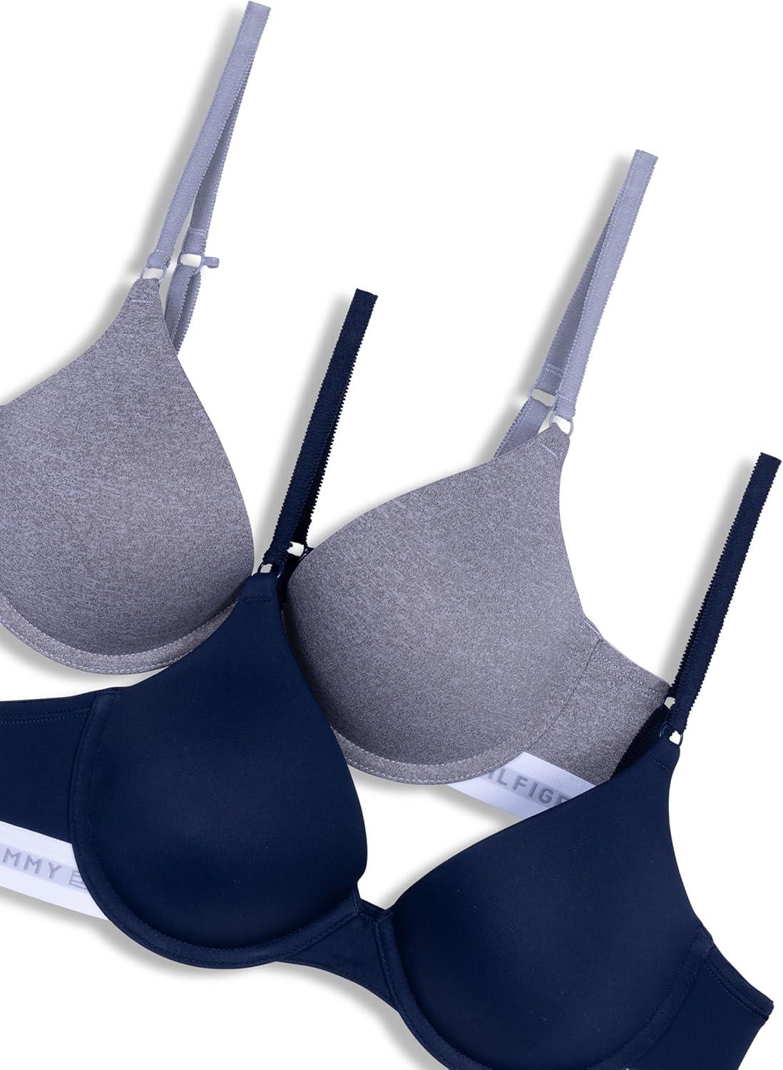 imageTommy Hilfiger Womens Microfiber Pushup Bra with Underwire 2PackSky CaptainHeather Grey