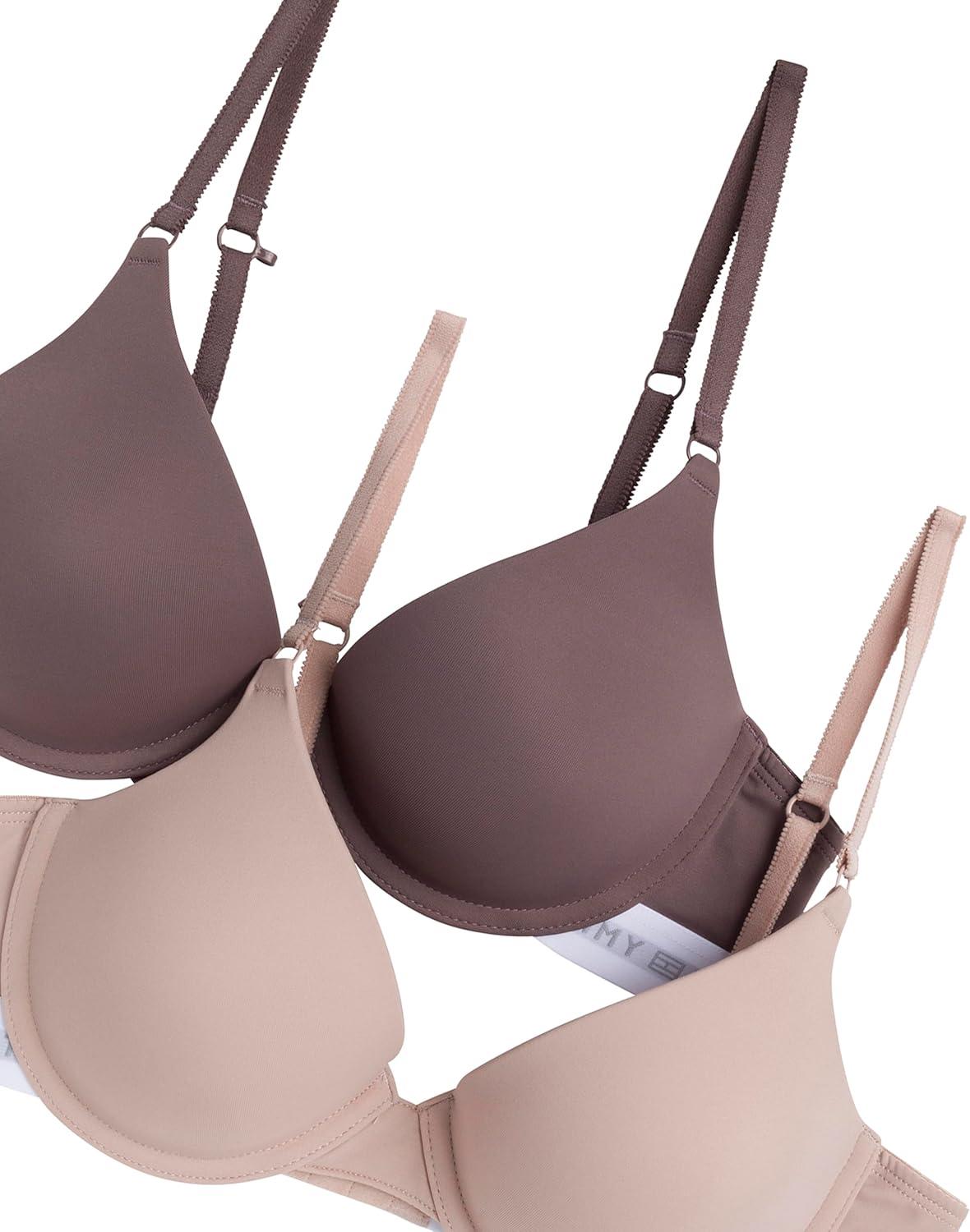 imageTommy Hilfiger Womens Microfiber Pushup Bra with Underwire 2PackSparrowBalanced Beige