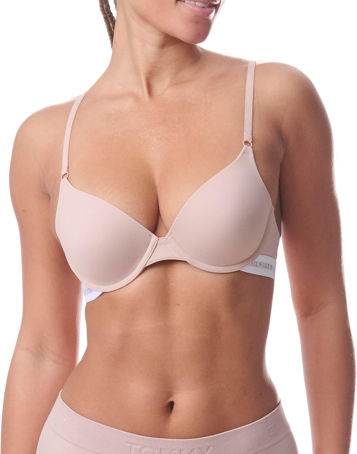 imageTommy Hilfiger Womens Microfiber Pushup Bra with Underwire 2PackTh LettersBalanced Beige