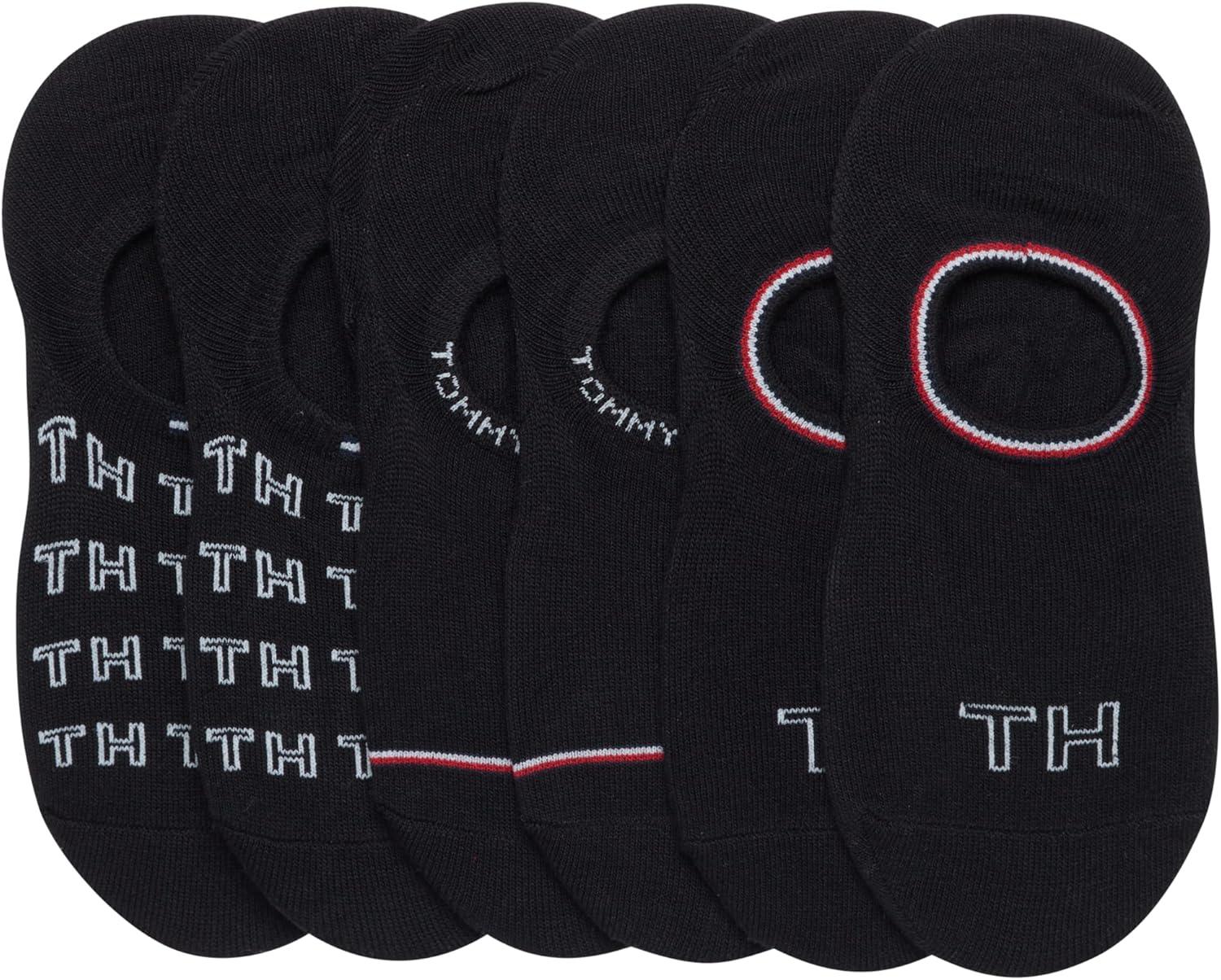 imageTommy Hilfiger Womens No Show Socks 6 Pack Cotton Blend Ankle Socks for Women Ultra Low Cut Liners for Loafers ampamp SneakersAll Black