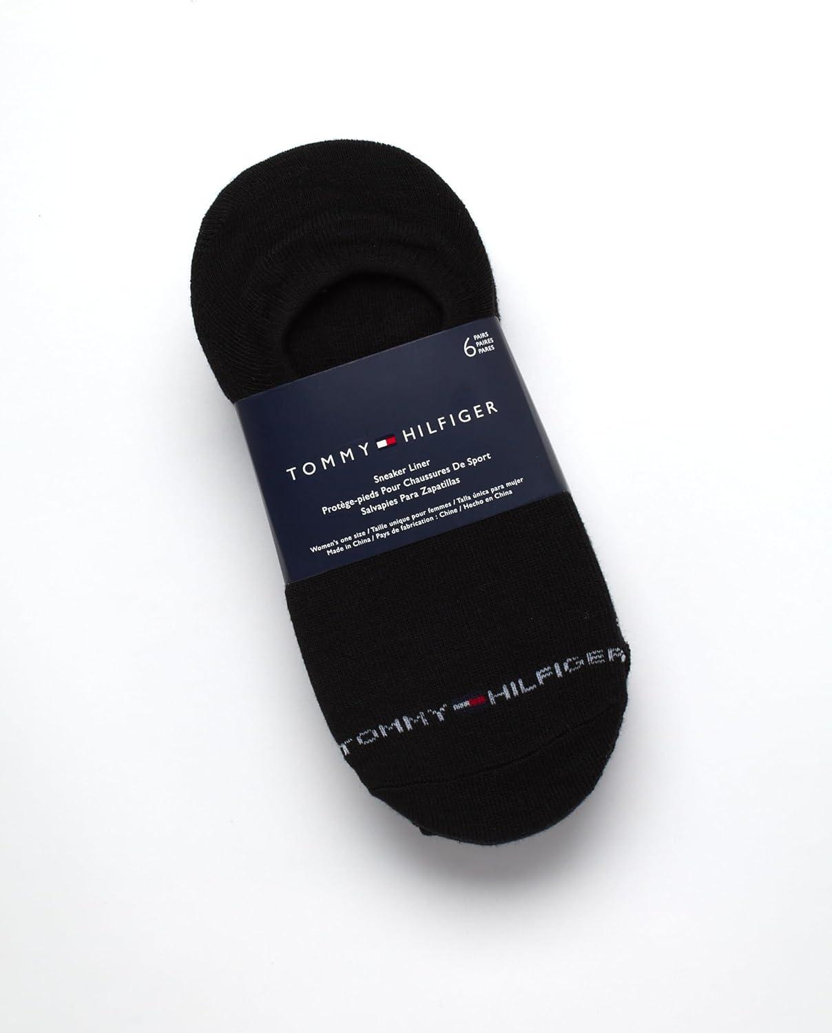 imageTommy Hilfiger Womens No Show Socks 6 Pack Cotton Blend Ankle Socks for Women Ultra Low Cut Liners for Loafers ampamp SneakersBlack