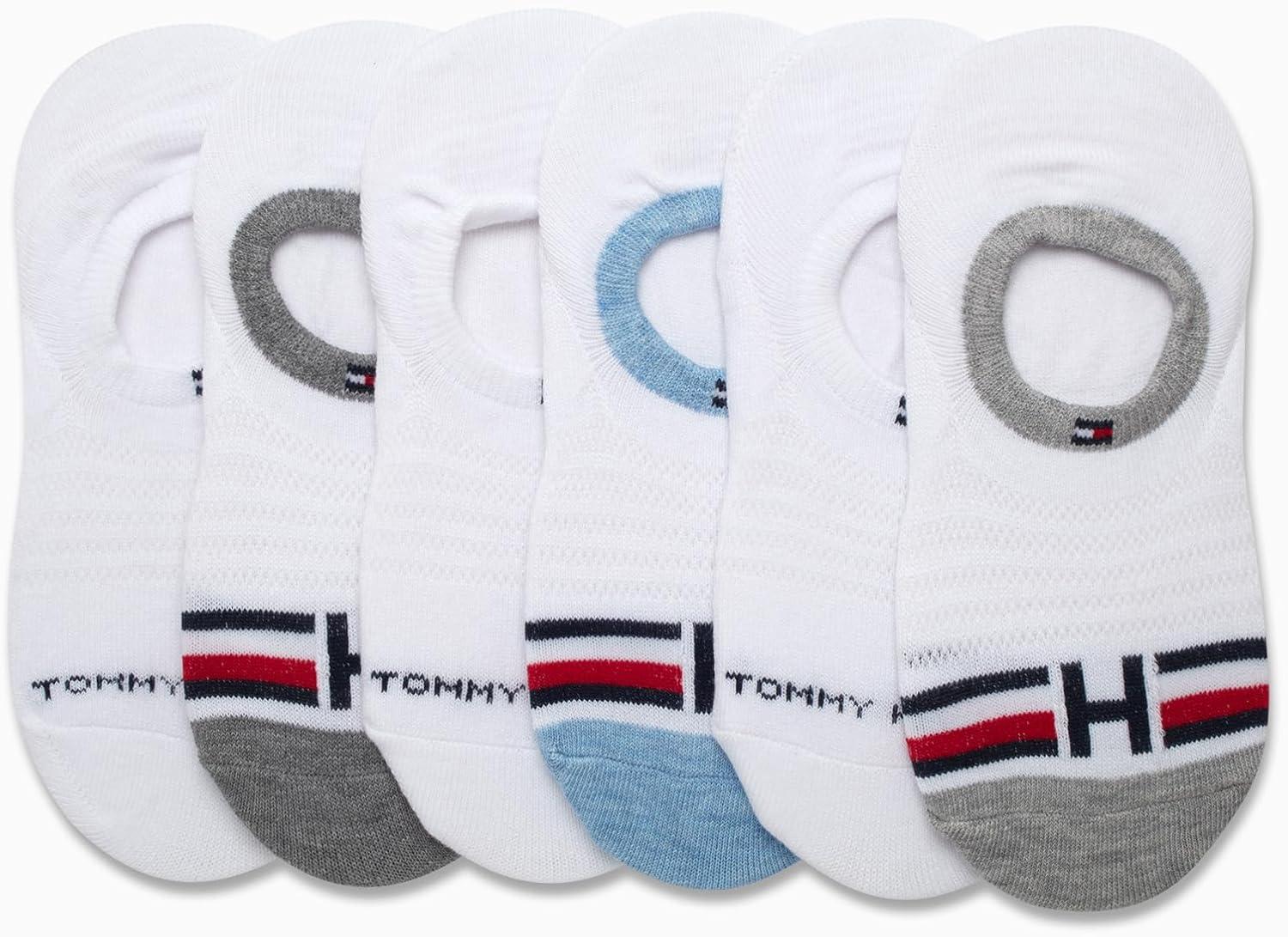 imageTommy Hilfiger Womens No Show Socks 6 Pack Cotton Blend Ankle Socks for Women Ultra Low Cut Liners for Loafers ampamp SneakersWhite Monogram