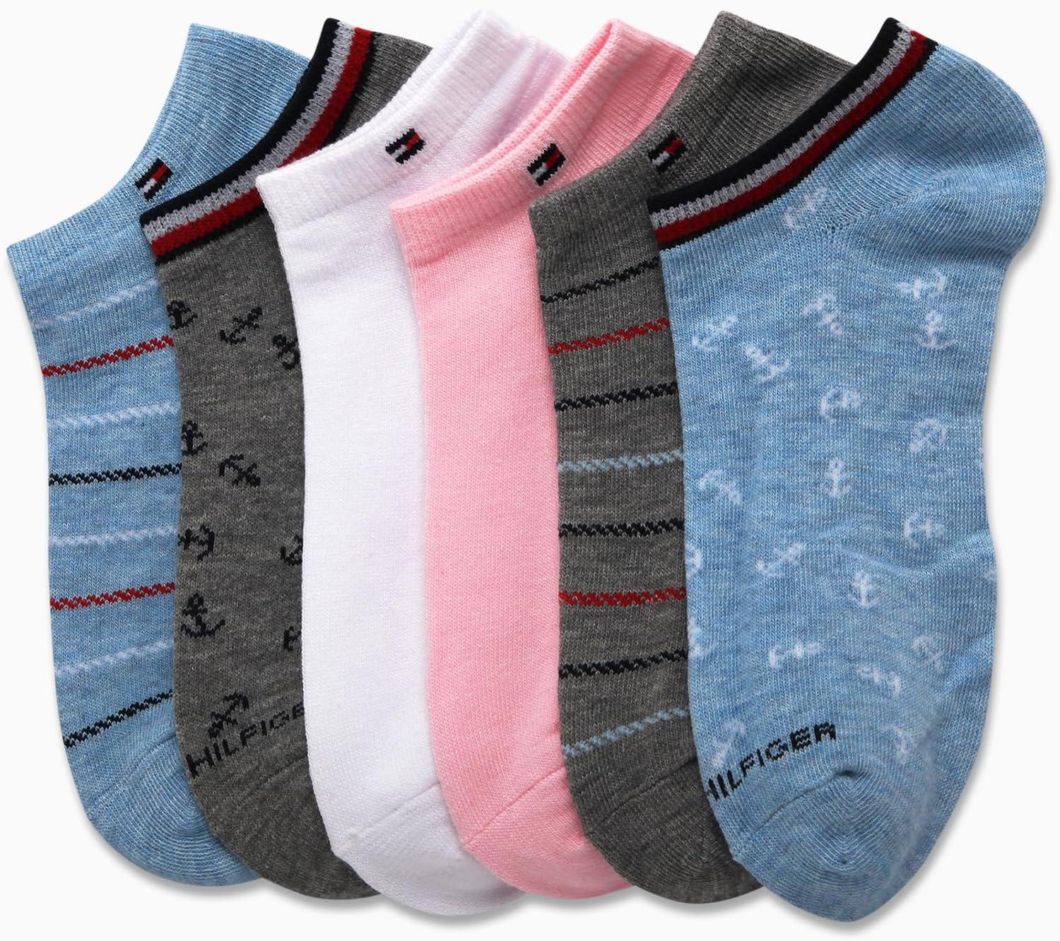 imageTommy Hilfiger Womens No Show Socks 6 Pack Soft Cotton Blend Low Cut Liner Socks for Sneakers Loafers Flats Size 410Blue Stripe Assorted