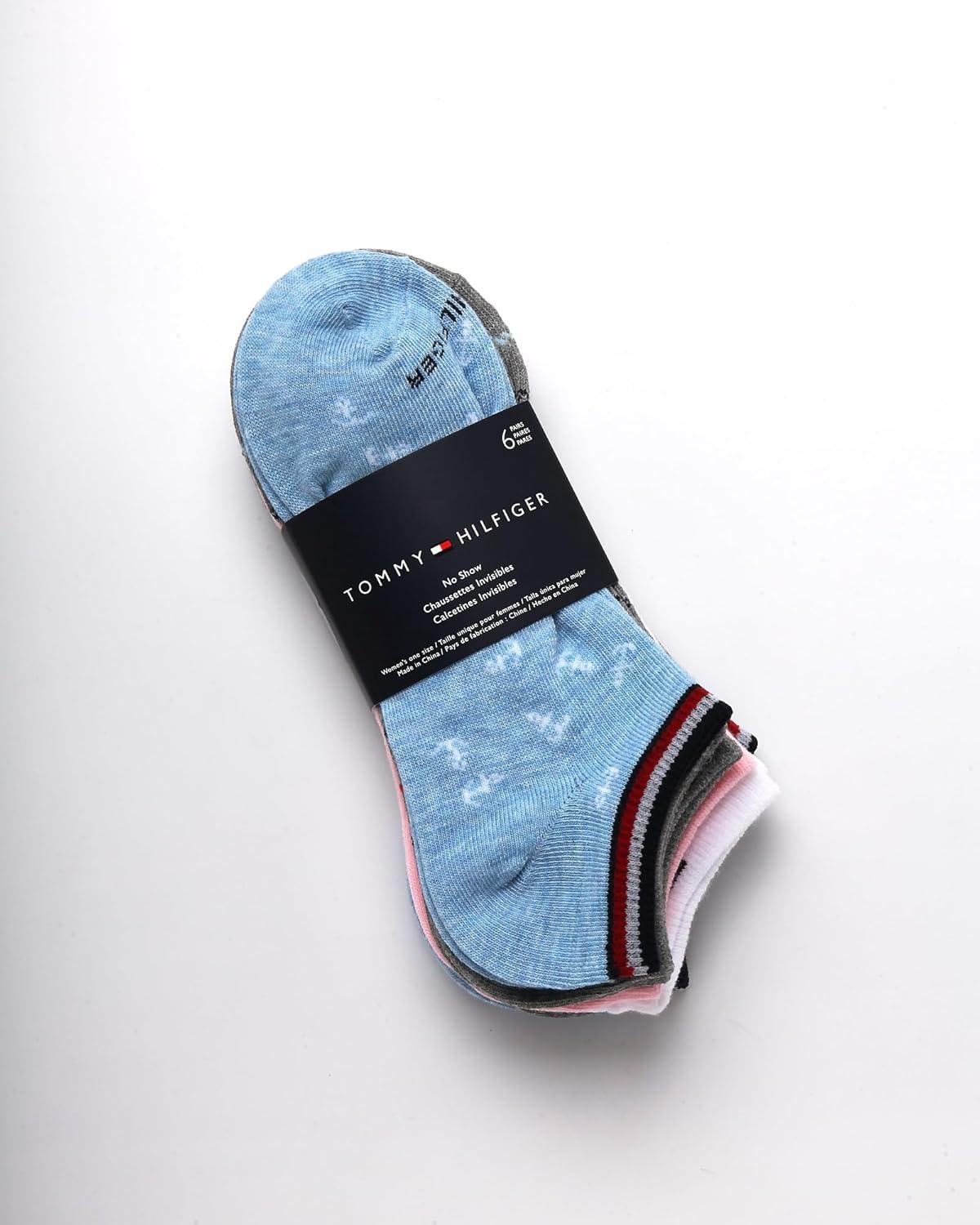 imageTommy Hilfiger Womens No Show Socks 6 Pack Soft Cotton Blend Low Cut Liner Socks for Sneakers Loafers Flats Size 410Blue Stripe Assorted