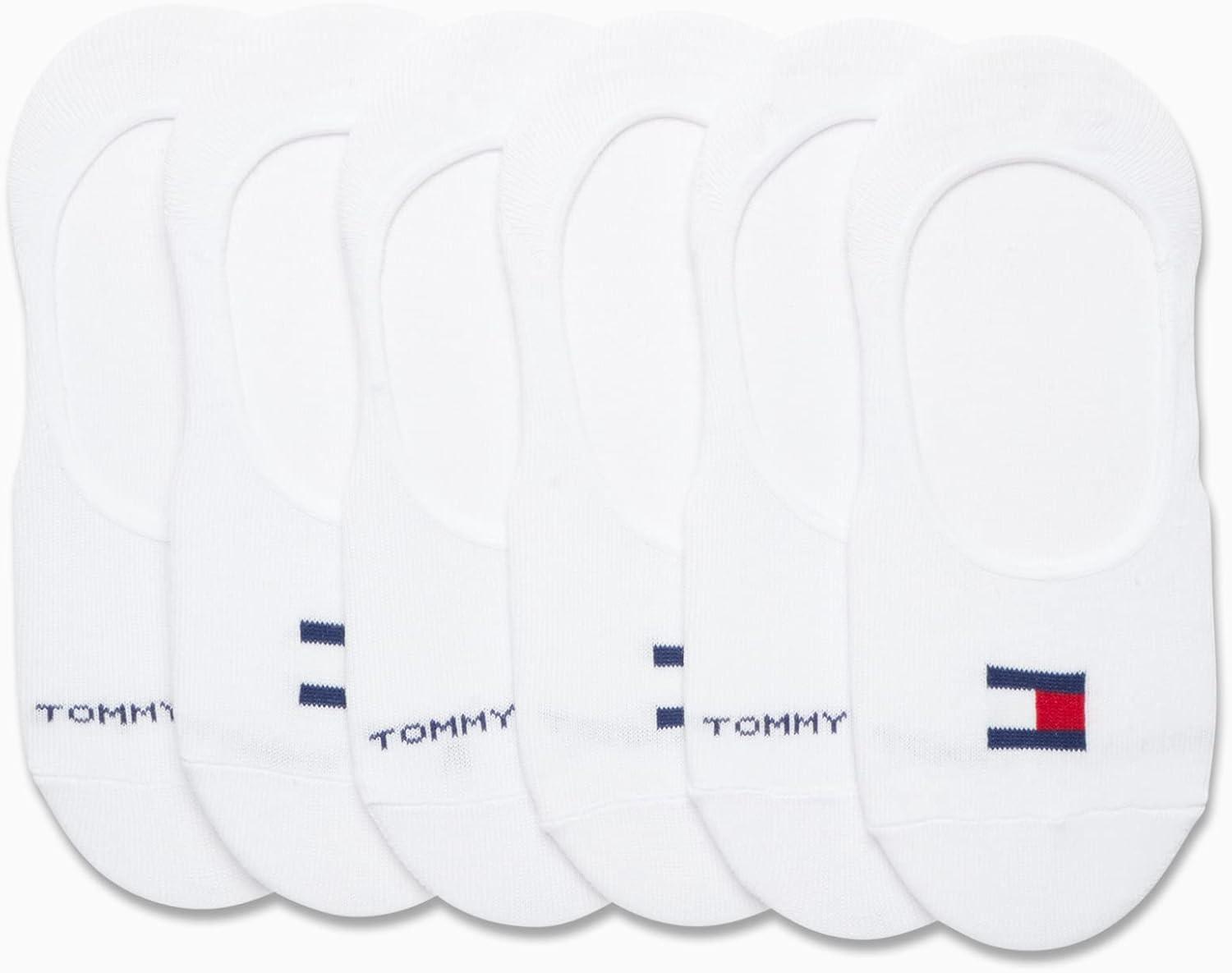 imageTommy Hilfiger Womens No Show Socks 6 Pack Soft Sretch Sneaker Liner Low Cut Ankle Socks with NoSlip Heel Size 410White Flag