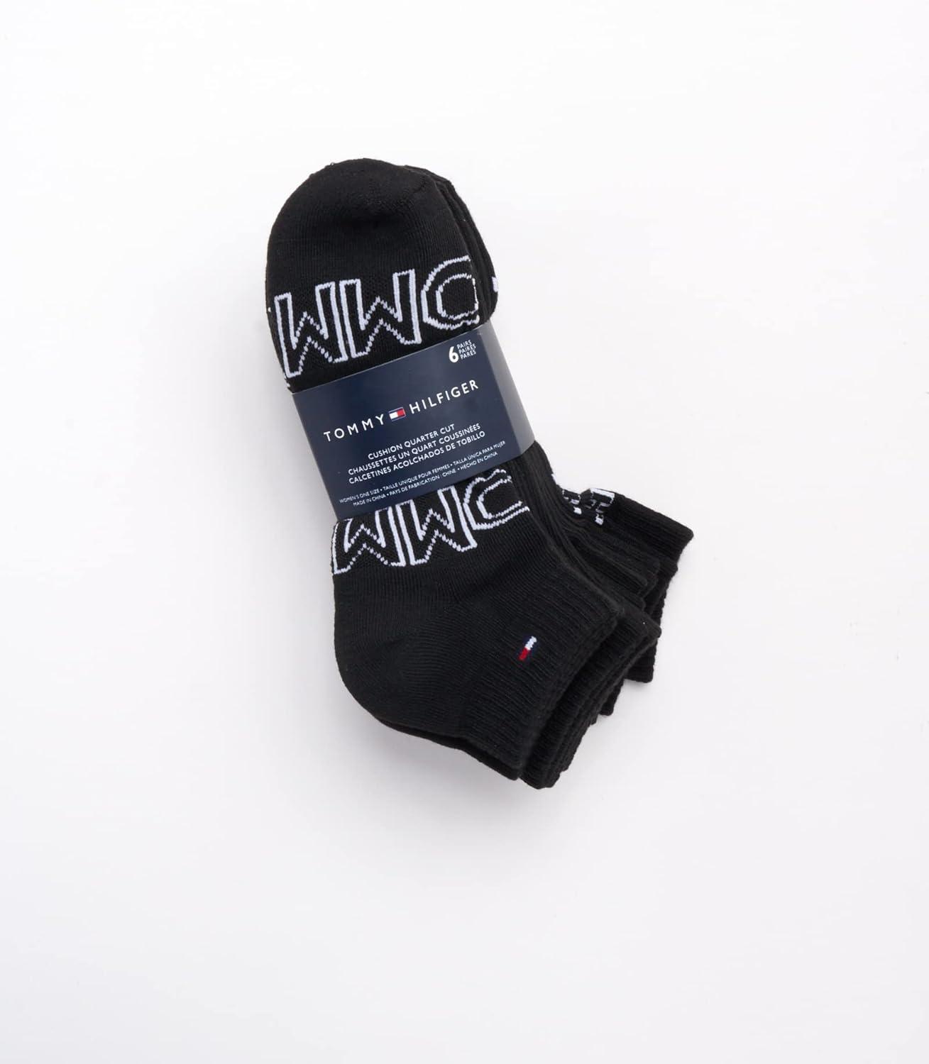 imageTommy Hilfiger Womens Quarter Socks 12 Pack Soft Cushioned Athletic Quarter Length Ankle Socks for Women Sizes 410Black