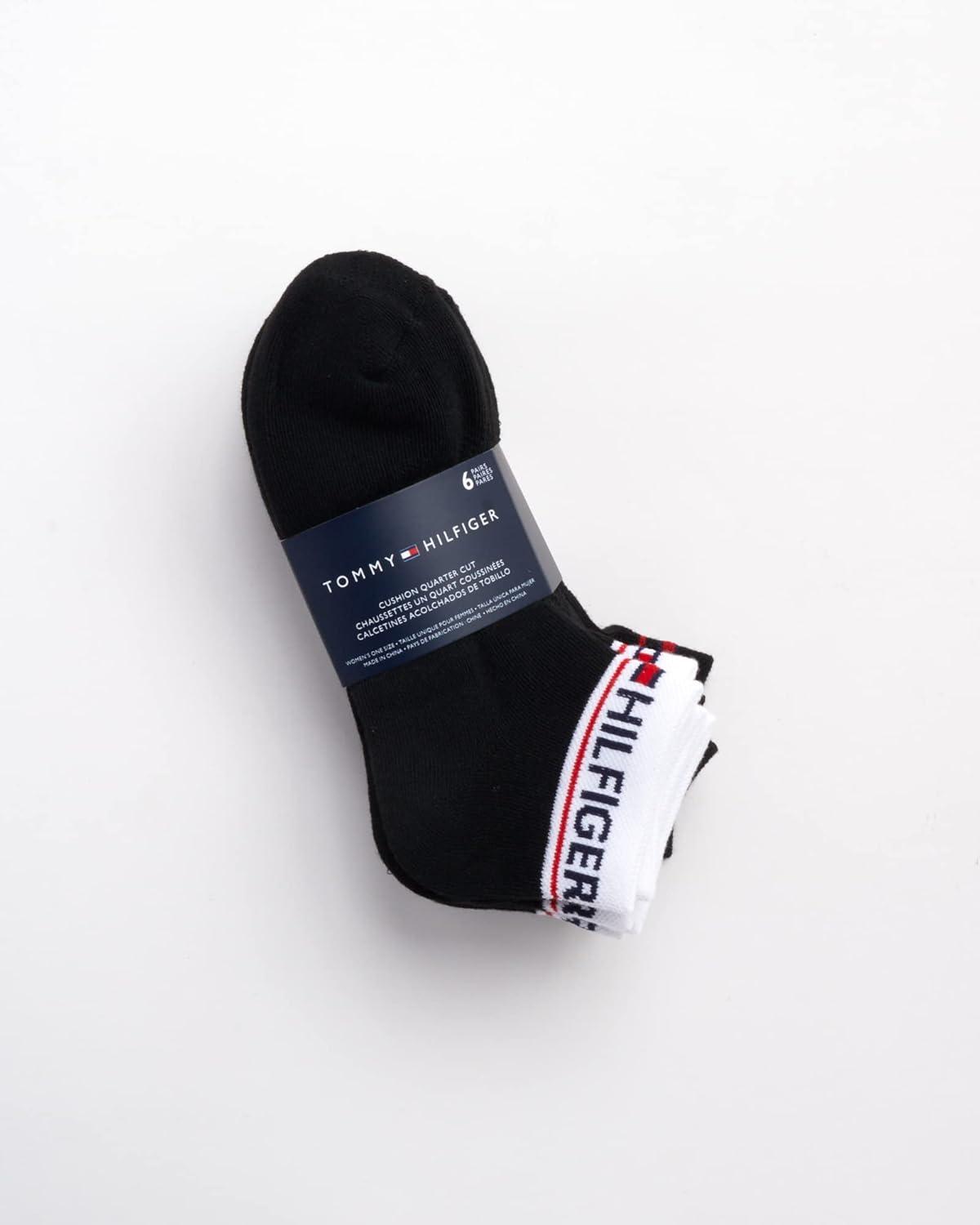 imageTommy Hilfiger Womens Quarter Socks 12 Pack Soft Cushioned Athletic Quarter Length Ankle Socks for Women Sizes 410BlackWhite