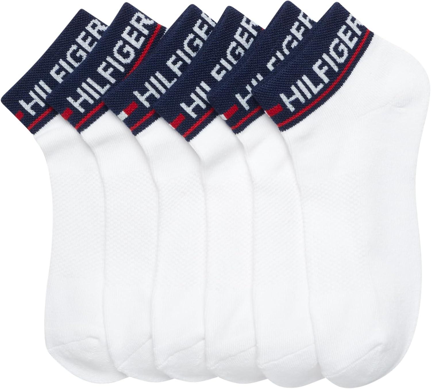 imageTommy Hilfiger Womens Quarter Socks 12 Pack Soft Cushioned Athletic Quarter Length Ankle Socks for Women Sizes 410Navy Logo