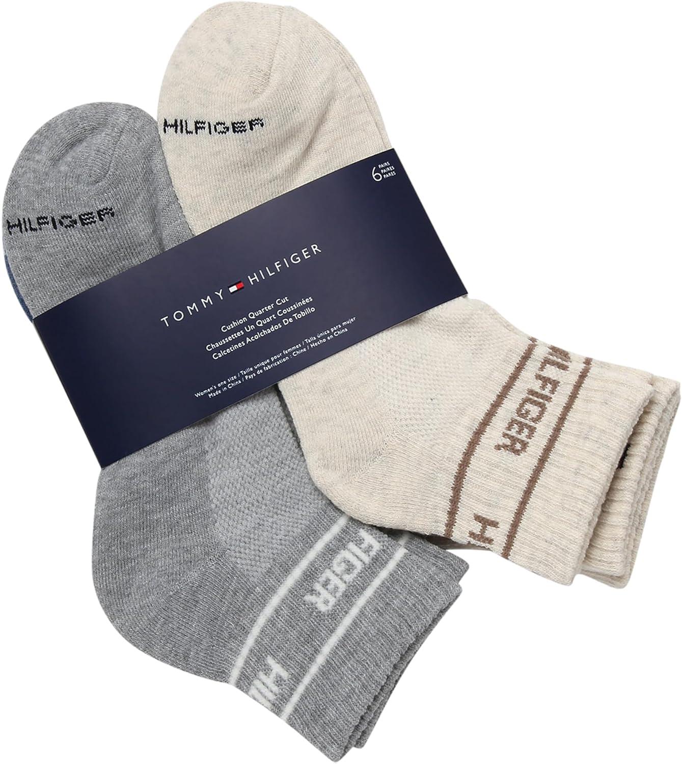 imageTommy Hilfiger Womens Quarter Socks 12 Pack Soft Cushioned Athletic Quarter Length Ankle Socks for Women Sizes 410Oatmeal Heather