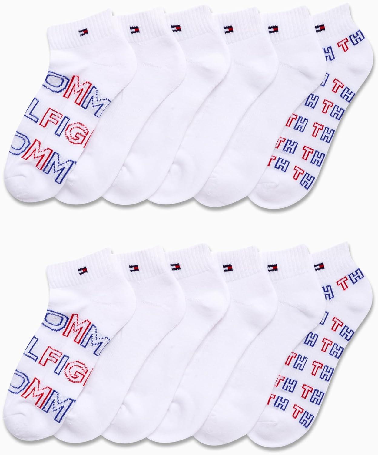 imageTommy Hilfiger Womens Quarter Socks 12 Pack Soft Cushioned Athletic Quarter Length Ankle Socks for Women Sizes 410White