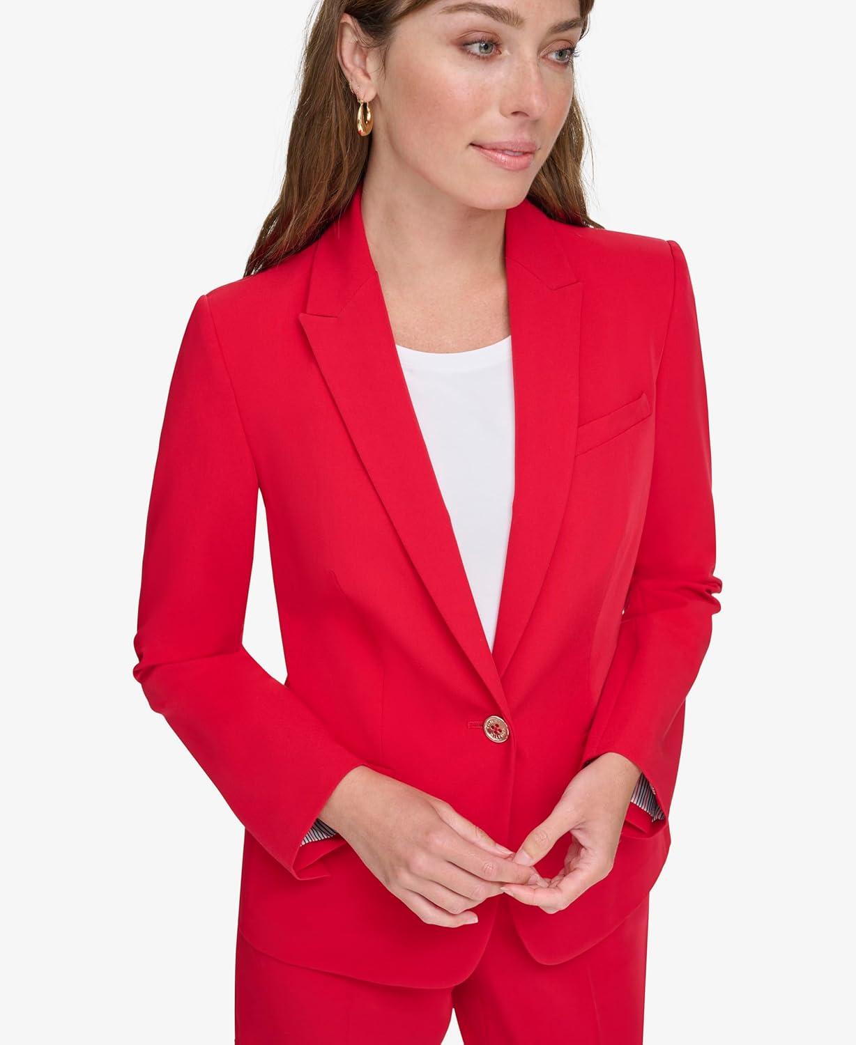 imageTommy Hilfiger Womens Single Button Business BlazerScarlet