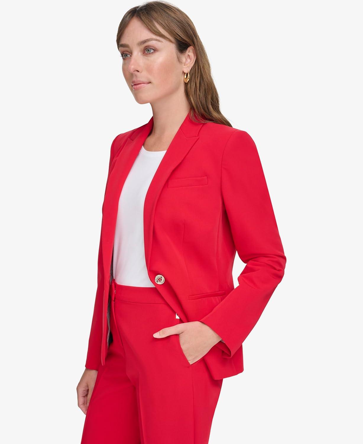 imageTommy Hilfiger Womens Single Button Business BlazerScarlet