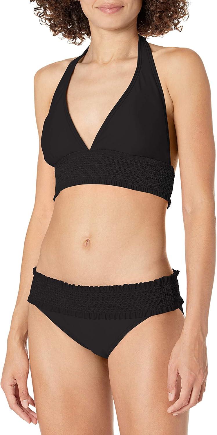 imageTommy Hilfiger Womens Smocked Bikini BottomBlack Ruched