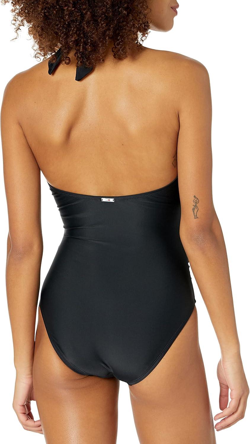 imageTommy Hilfiger Womens Stretch Tummy Control Halter Neck One Piece SwimsuitBlack
