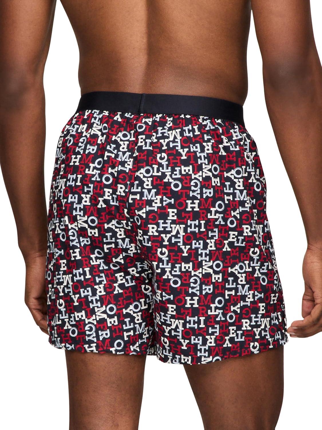 imageTommy Hilfiger mens Cotton Classic 4pack Woven BoxerDesert Sky Plaid Deep Rouge Print Swedish Sea Plaid Desert Sky