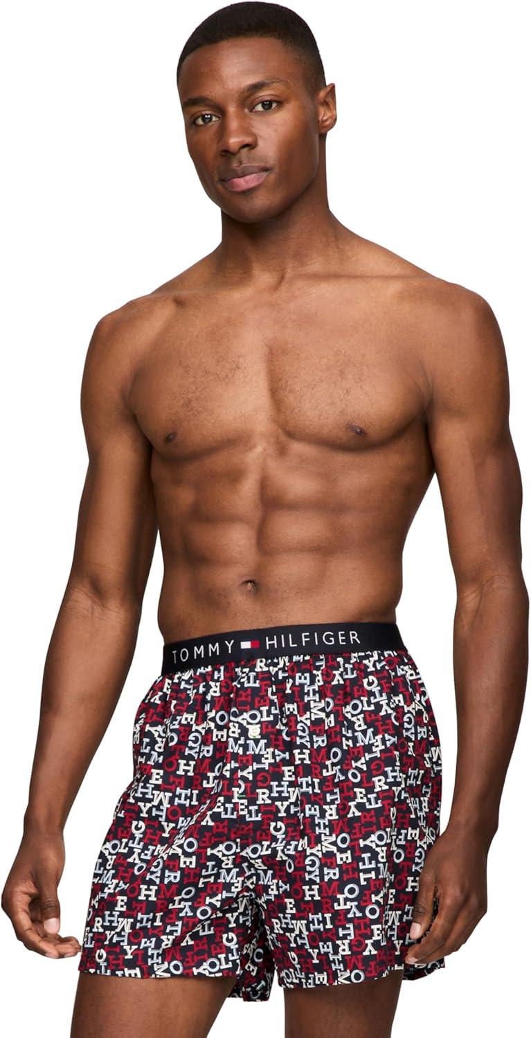 imageTommy Hilfiger mens Cotton Classic 4pack Woven BoxerDesert Sky Plaid Deep Rouge Print Swedish Sea Plaid Desert Sky