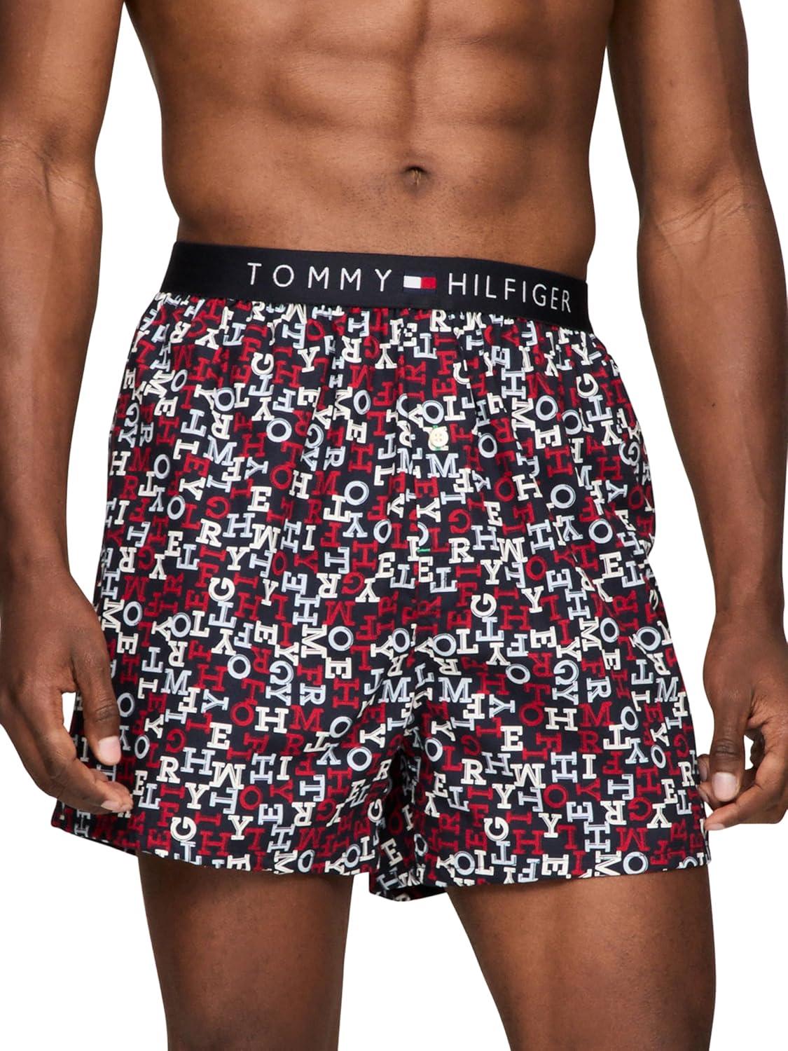 imageTommy Hilfiger mens Cotton Classic 4pack Woven BoxerDesert Sky Plaid Deep Rouge Print Swedish Sea Plaid Desert Sky