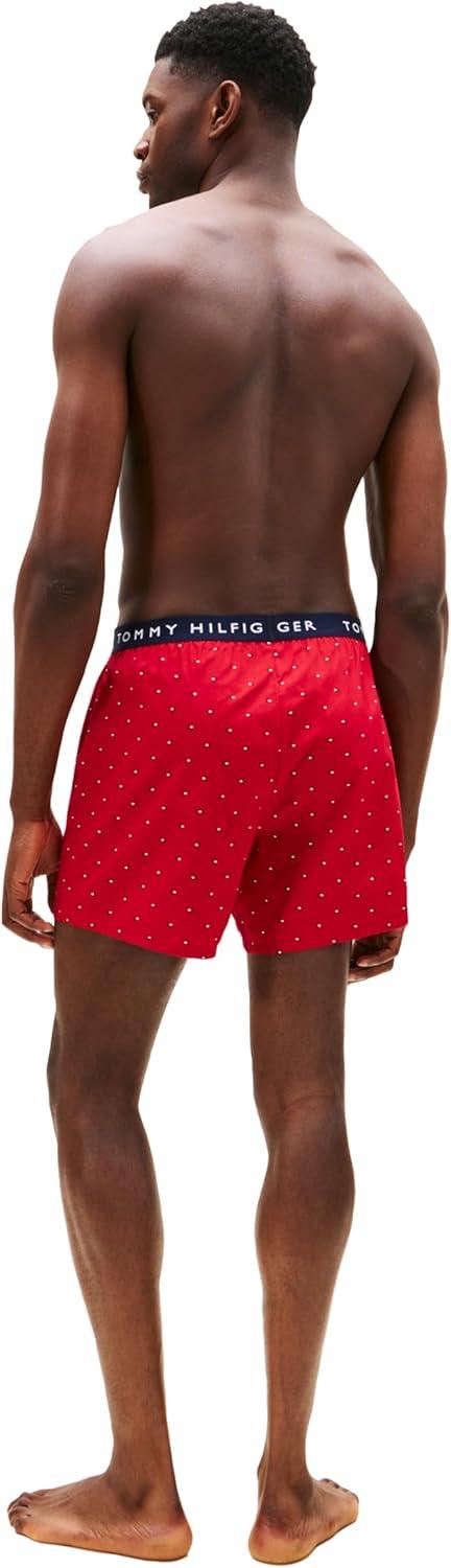 imageTommy Hilfiger mens Cotton Classic 4pack Woven BoxerGrey Micro Flag Primary Red Micro Flag Pacific Blue Micro Flag Navy Micro Flag