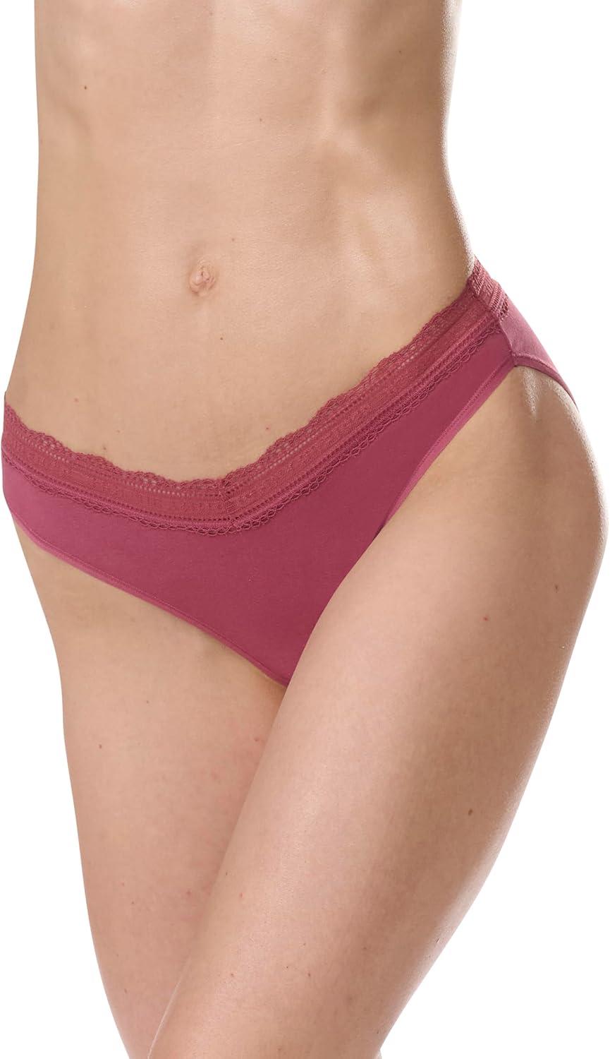 imageTommy Hilfiger womens 3pk Cotton Logo Lace Trim V BikiniDry RoseHeather GreyBlack