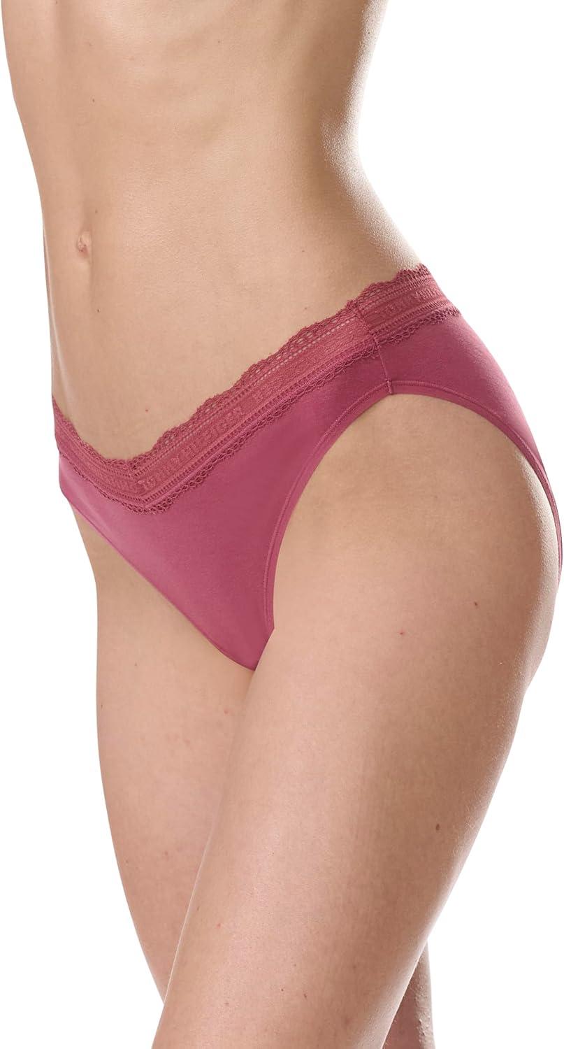 imageTommy Hilfiger womens 3pk Cotton Logo Lace Trim V BikiniDry RoseHeather GreyBlack
