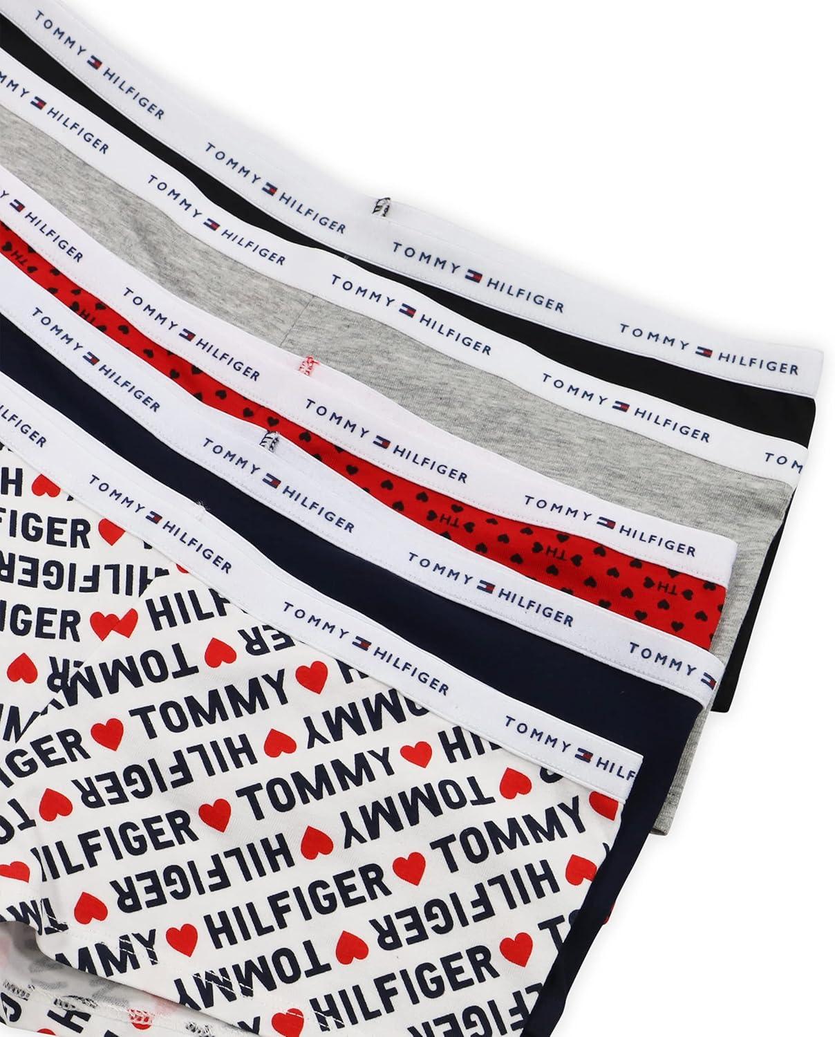 imageTommy Hilfiger womens Classic Cotton Boyshort Panties 5 Pair PackT Love HNavy Heart Geo HeatherBlack