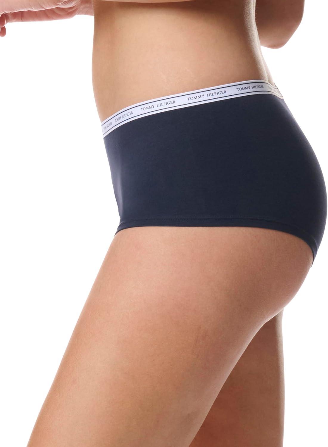 imageTommy Hilfiger womens Classic Cotton Boyshort Underwear With Logo Waistband 5packDainty Th Daisy Dawn PinkHeather GreySky CaptainBalanced BeigeCharcoal Heather Grey
