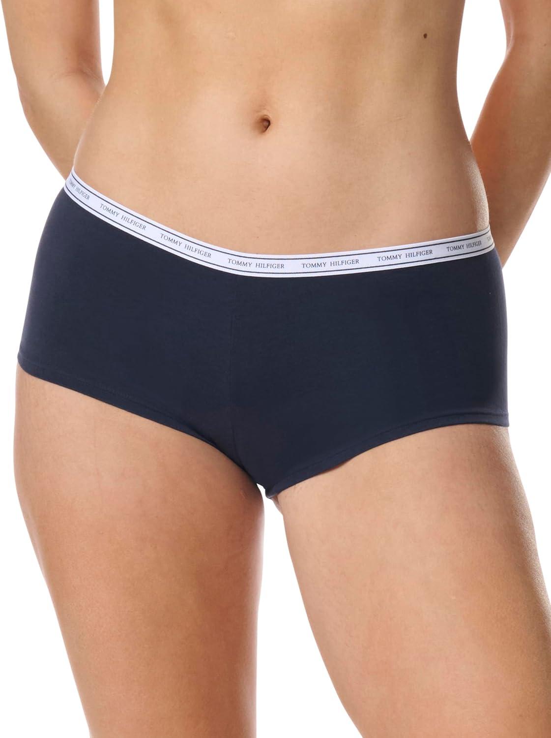 imageTommy Hilfiger womens Classic Cotton Boyshort Underwear With Logo Waistband 5packDainty Th Daisy Dawn PinkHeather GreySky CaptainBalanced BeigeCharcoal Heather Grey