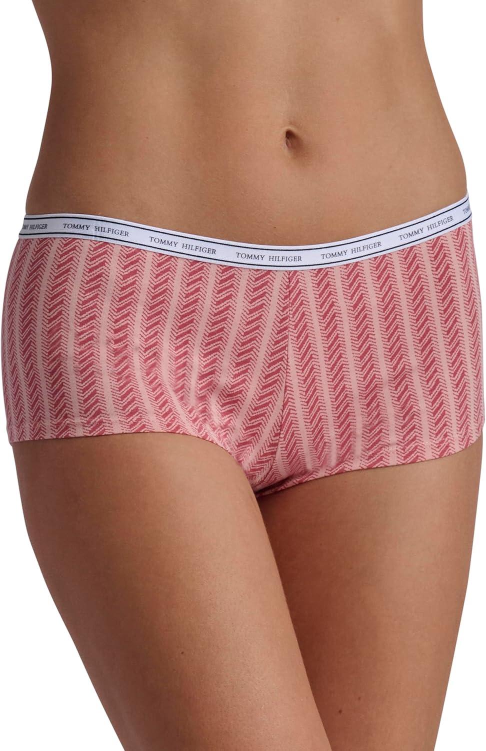 imageTommy Hilfiger womens Classic Cotton Boyshort Underwear With Logo Waistband 5packTh Multi Bridal RoseWindsor WineSky CaptainHeather GreyHerringbone Stripe Bridal Rose