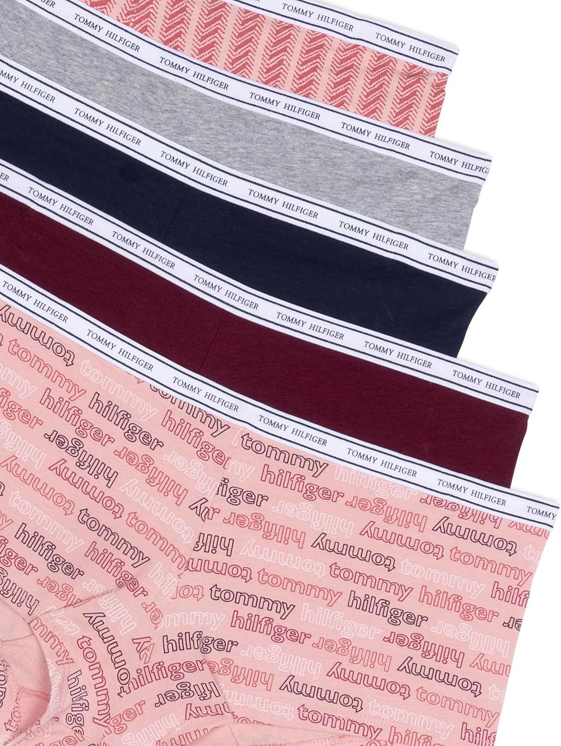 imageTommy Hilfiger womens Classic Cotton Boyshort Underwear With Logo Waistband 5packTh Multi Bridal RoseWindsor WineSky CaptainHeather GreyHerringbone Stripe Bridal Rose