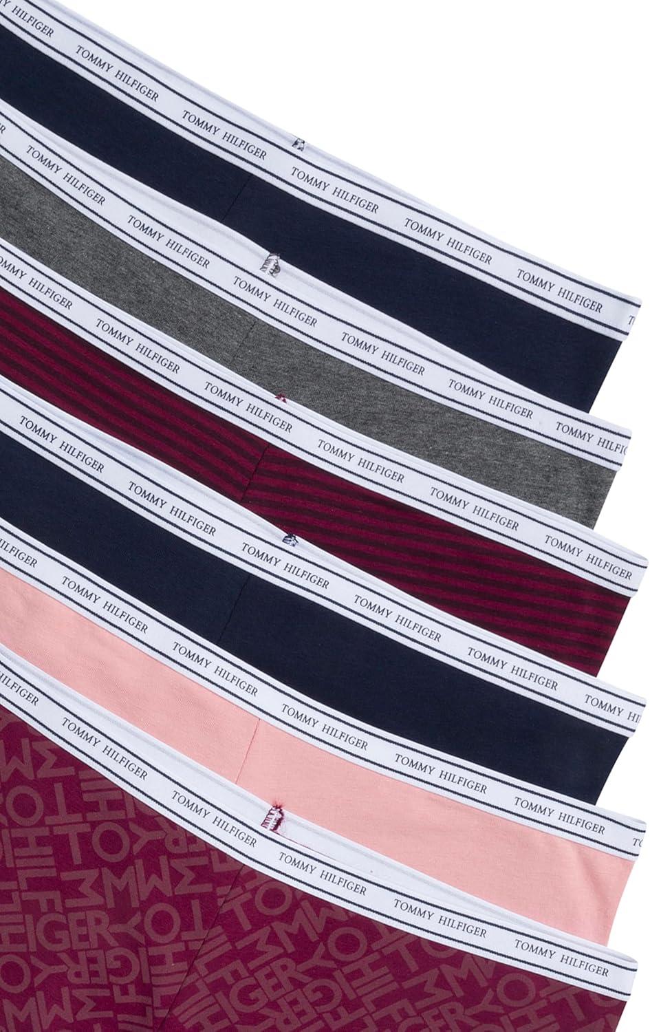 imageTommy Hilfiger womens Classic Cotton Boyshort Underwear With Logo Waistband 6packTh Diagonal Windsor WineBridal RoseSky CaptainCharcoal Heather GreySky CaptainStripe Windsor Wine