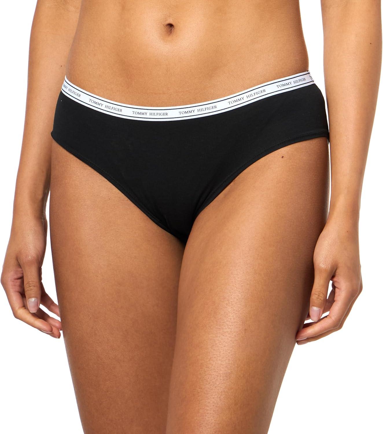 imageTommy Hilfiger womens Classic Cotton Hipster Underwear With Logo Waistband 5packTossed Th Heather GreyBlackAlfalfa BlueBalanced BeigeMonochrome Floral Crown Blue