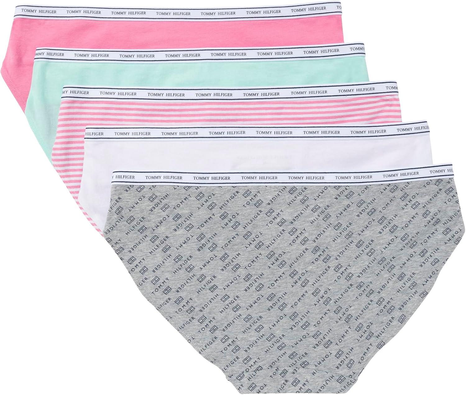 imageTommy Hilfiger womens Classic Cotton Logoband Bikini 5packTh Flag PrintBeach GlassBright WhiteMorning GloryMorning Glory Stripe
