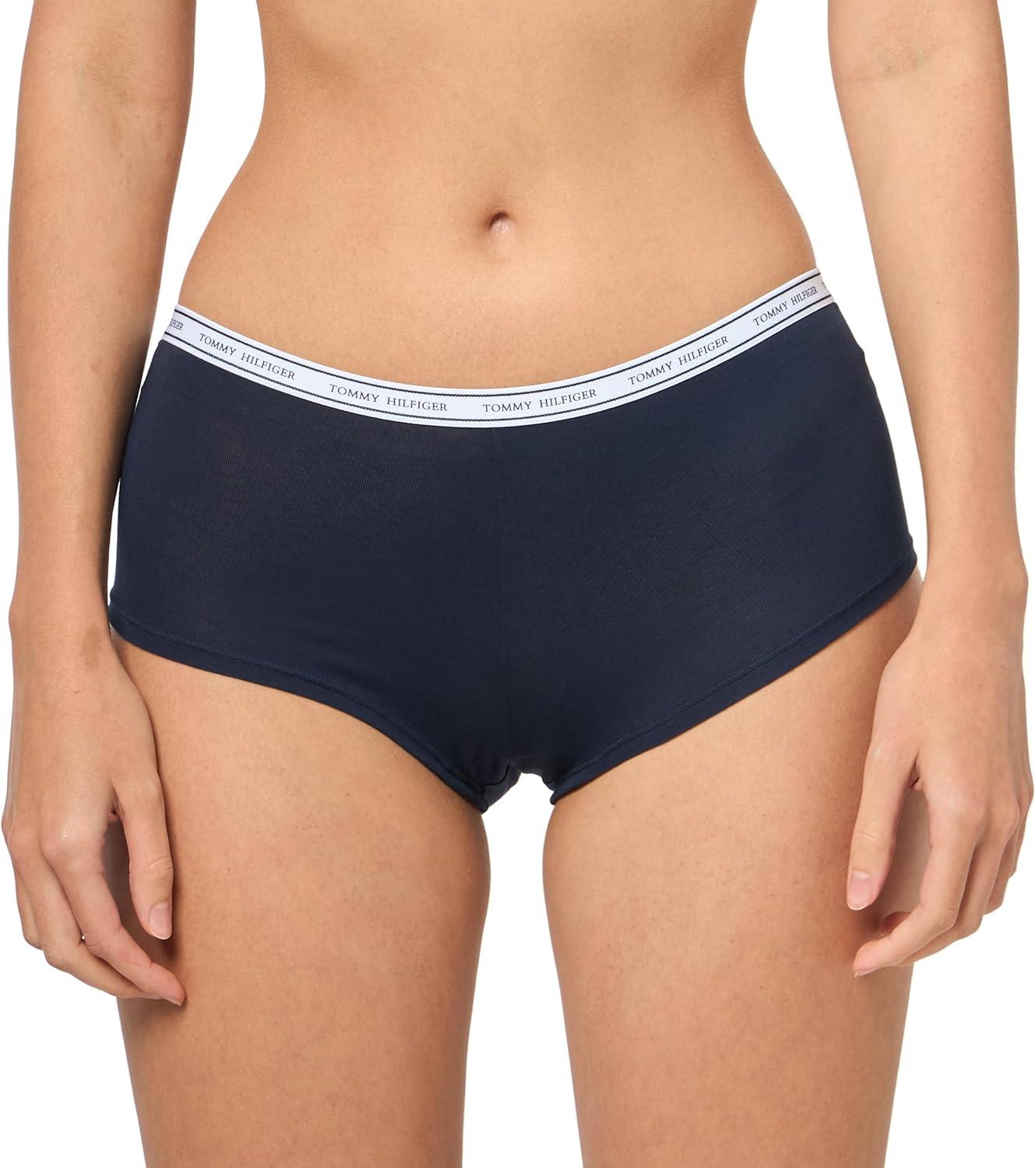 imageTommy Hilfiger womens Classic Cotton Logoband Boyshort 5packTh Heritage PrintSweet BlueTango RedSky CaptainSweet Blue Stripe