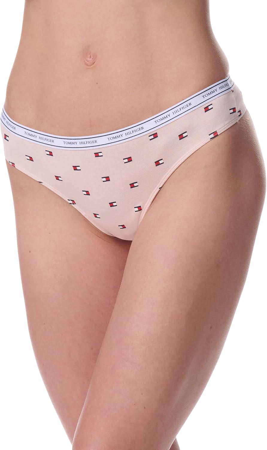 imageTommy Hilfiger womens Classic Cotton Logoband Thong 5 PackLogo FlagBrghtwhiteIcehthrgrySkycptTh Pinstripe
